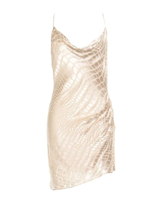 Blumarine Natural Mini Dress Viscose, Silk