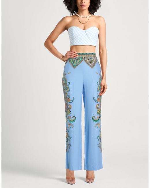 Etro Blue Pants Silk