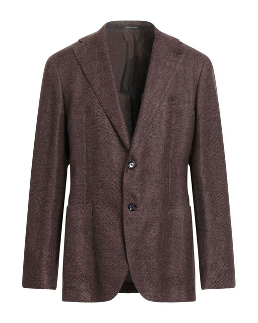 Tagliatore Brown Blazer Hemp, Virgin Wool for men