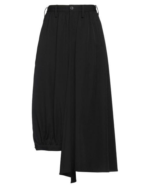 Yohji Yamamoto Black Cropped Wool Wide-Leg Pants