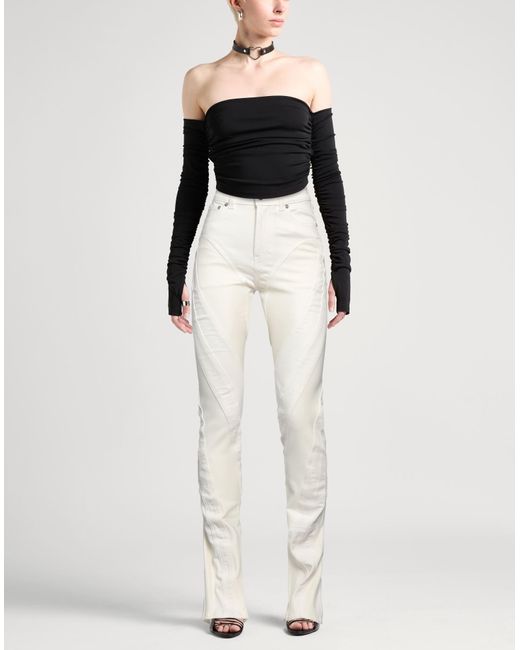 Mugler White Pants Cotton, Elastane, Polyamide