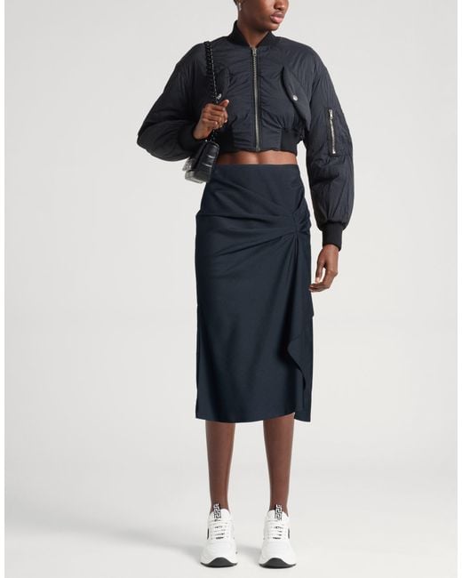 McQueen Blue Midi Skirt Wool, Mohair Wool