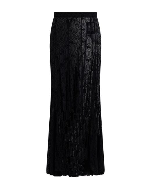 Elisabetta Franchi Black Maxi Skirt Polyamide