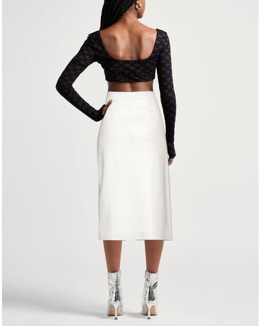 MSGM White Coated Pencil Midi Skirt