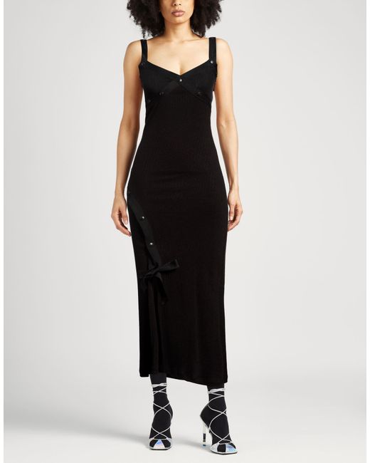 Gcds Black Maxi Dress Polyester, Viscose, Elastane