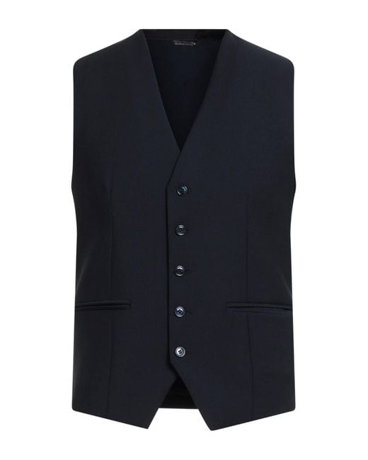 Daniele Alessandrini Blue Tailored Vest Wool, Polyester, Elastane for men