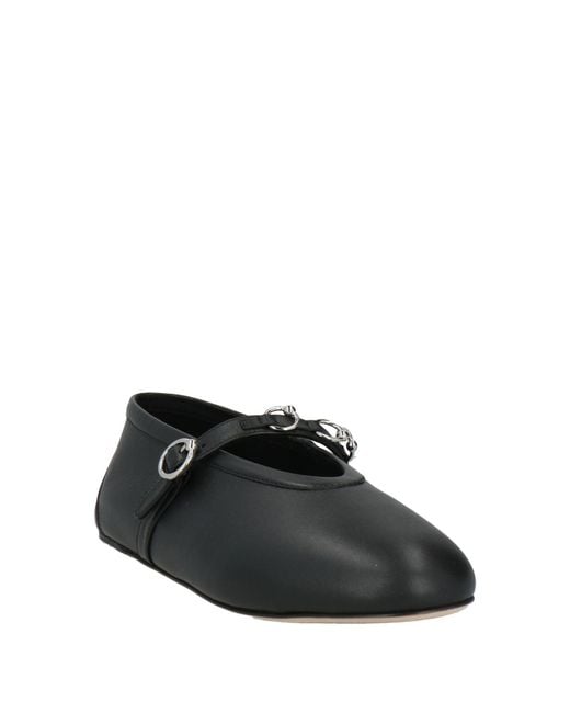 3Juin Black Ballet Flats Leather
