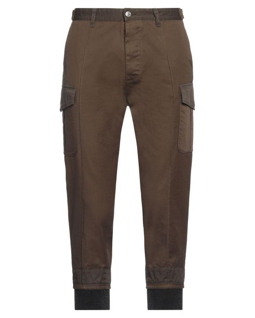 DSquared² Brown Dark Pants Cotton, Cow Leather for men