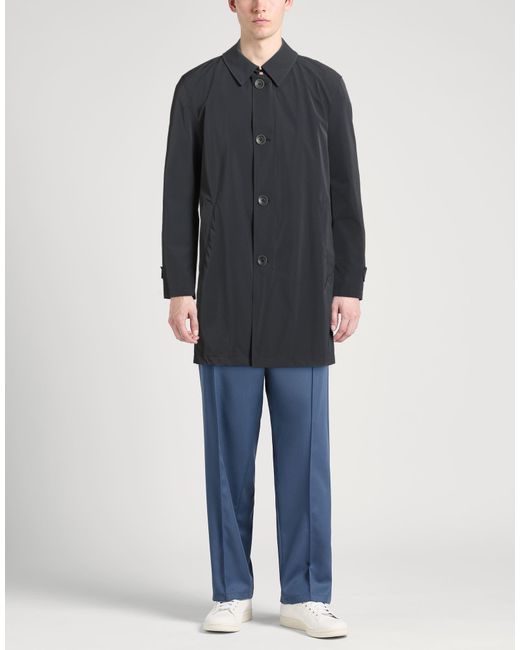 Herno Blue Midnight Overcoat & Trench Coat Polyester, Viscose for men