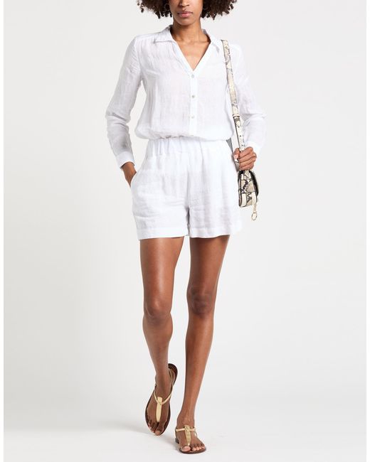 120% Lino White Shorts & Bermuda Shorts Linen