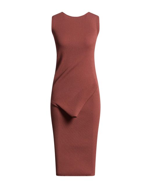 Rick Owens Red Antique Rose Midi Dress Viscose, Polyester