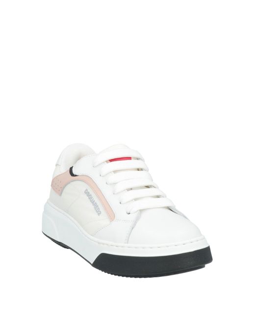 DSquared² White Sneakers Calfskin, Textile Fibers