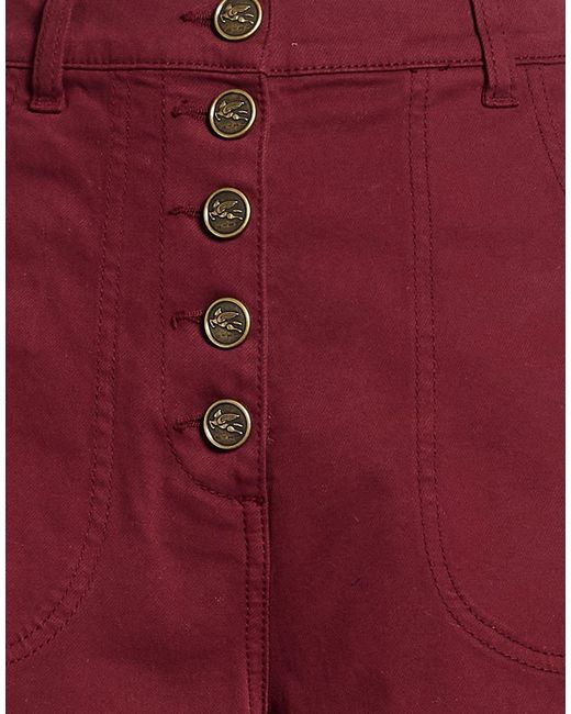 Etro Red Brick Pants Cotton, Elastane