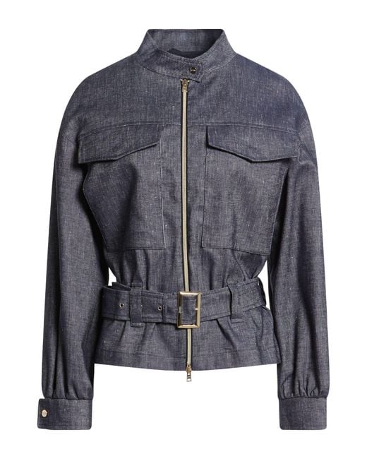 Herno Blue Denim Outerwear Cotton, Linen, Elastane