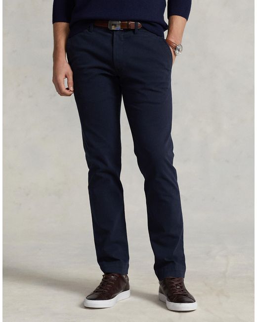 Polo Ralph Lauren Blue Stretch Slim Fit Textured Chino Trouser for men