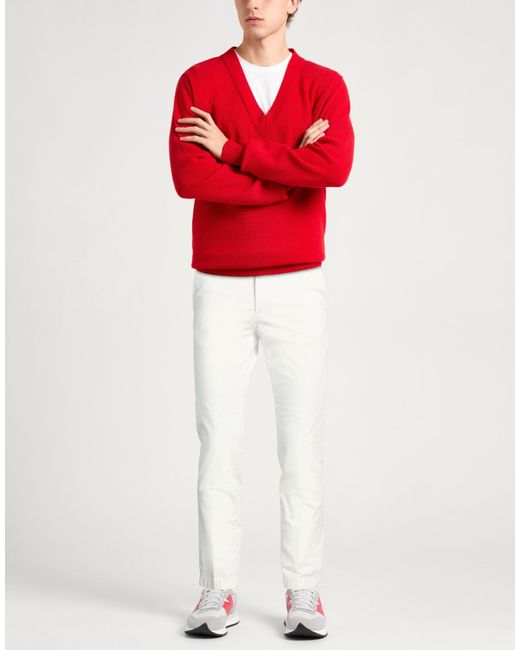 Paoloni White Pants Cotton, Elastane for men