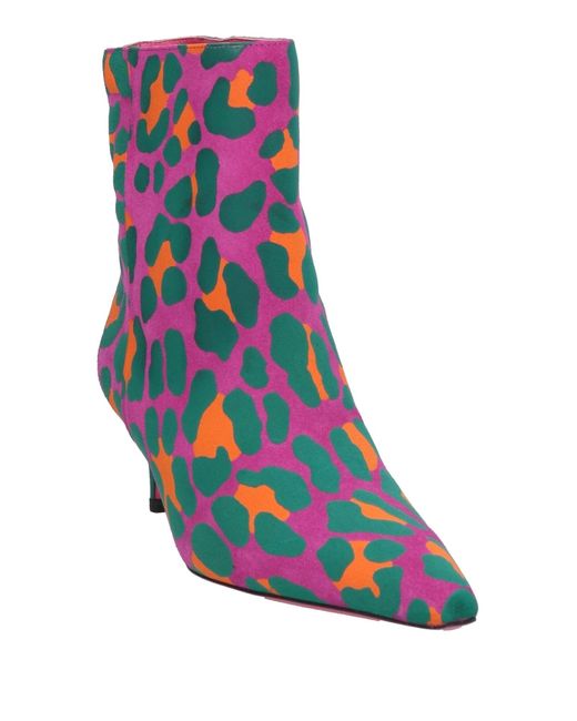 Luciano Padovan Blue Fuchsia Ankle Boots Leather