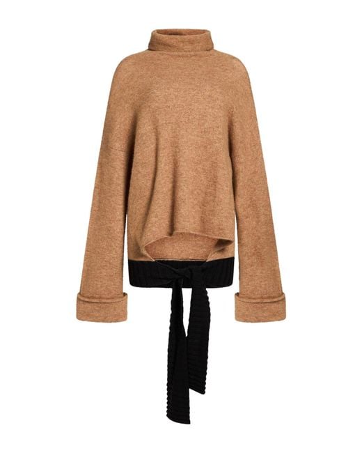 Pierantonio Gaspari Natural Camel Turtleneck Virgin Wool, Alpaca Wool, Polyamide, Elastane