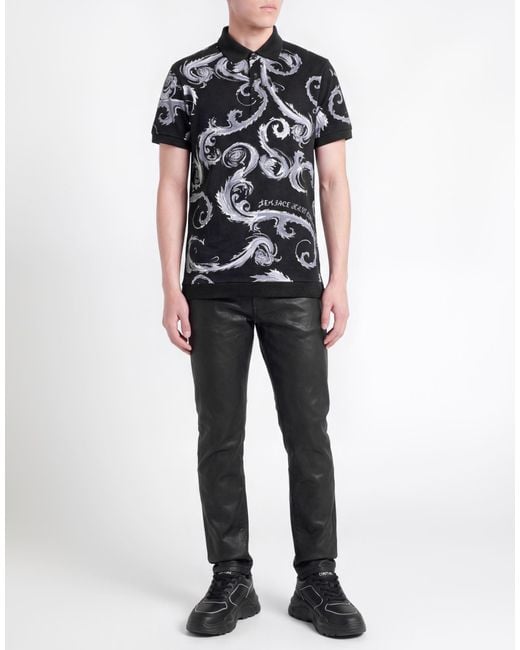 Versace Jeans Couture Black Polo Shirt Cotton for men