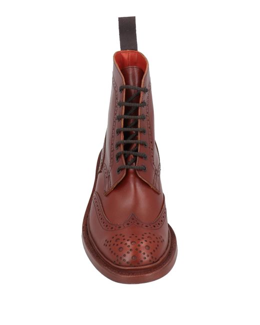 Tricker's Red Ankle Boots Leather