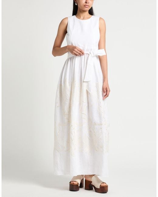 Kiton White Maxi Dress Linen