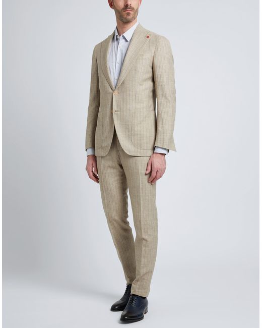 Isaia Natural Suit Wool, Silk, Linen for men