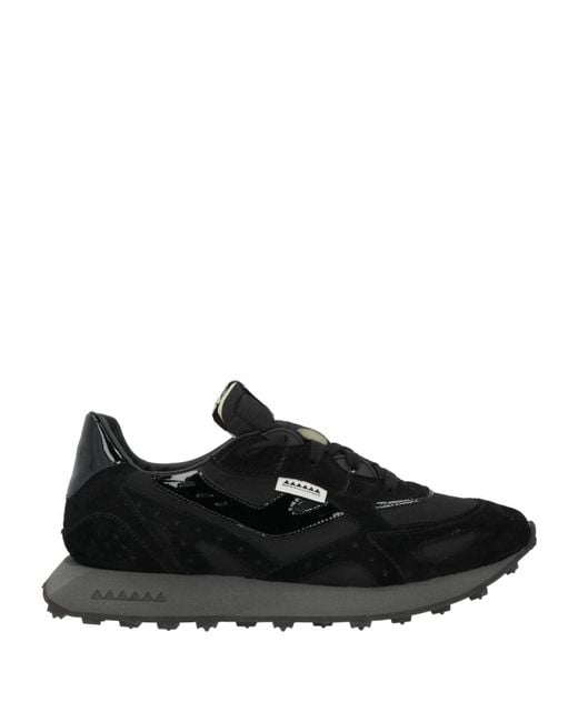 RUN OF Black Sneakers Leather, Textile Fibers for men