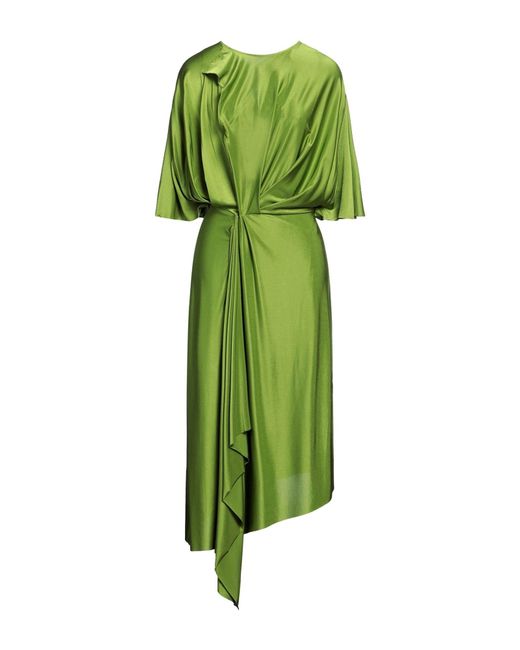Victoria Beckham Green Cape Sleeve Cutout Midi Dress