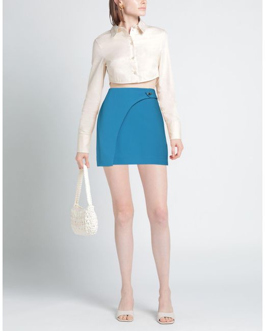 SIMONA CORSELLINI Blue Mini Skirt Polyester, Elastane