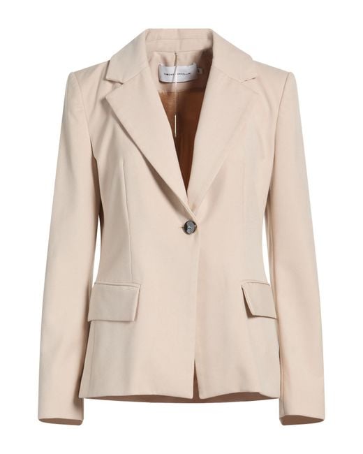 SIMONA CORSELLINI Natural Blazer Polyester, Viscose, Elastane
