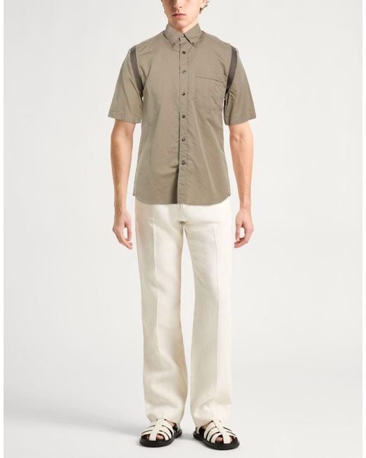 Ferragamo White Khaki Shirt Cotton, Silk for men