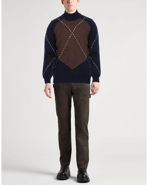 Fedeli Blue Turtleneck Cashmere for men