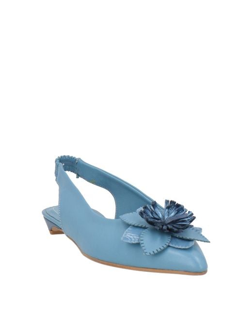 Divine Follie Blue Slate Ballet Flats Leather