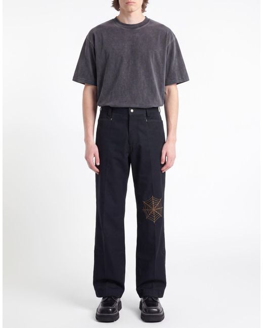 Second Layer Blue Pants Polyester, Cotton for men
