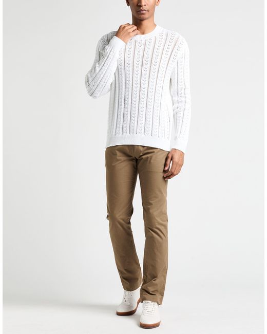 Amaranto White Sweater Cotton, Polyester for men