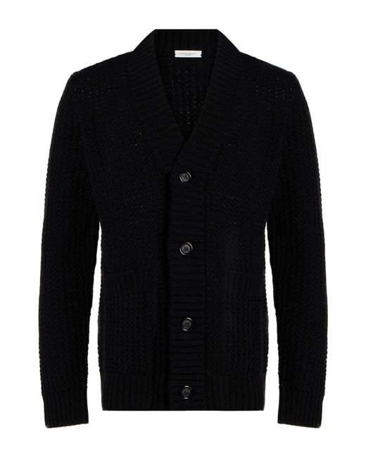 Paolo Pecora Black Cardigan Wool, Polyamide for men