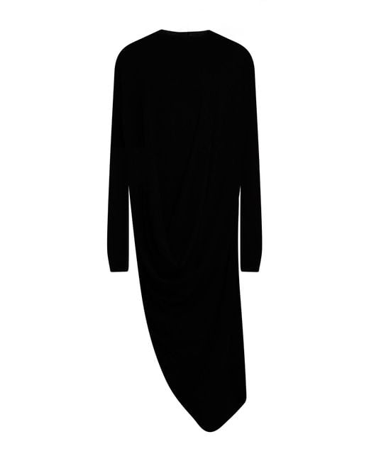 Rick Owens Black Maxi Dress Viscose, Polyester