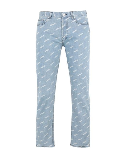 Lacoste Blue Allover Print Straight 5-pocket Jeans for men