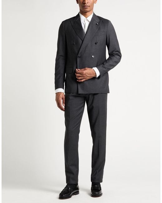 Lardini Black Suit Wool, Elastane for men