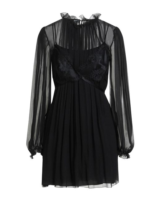 Alberta Ferretti Black Mini Dress Silk, Polyamide, Viscose