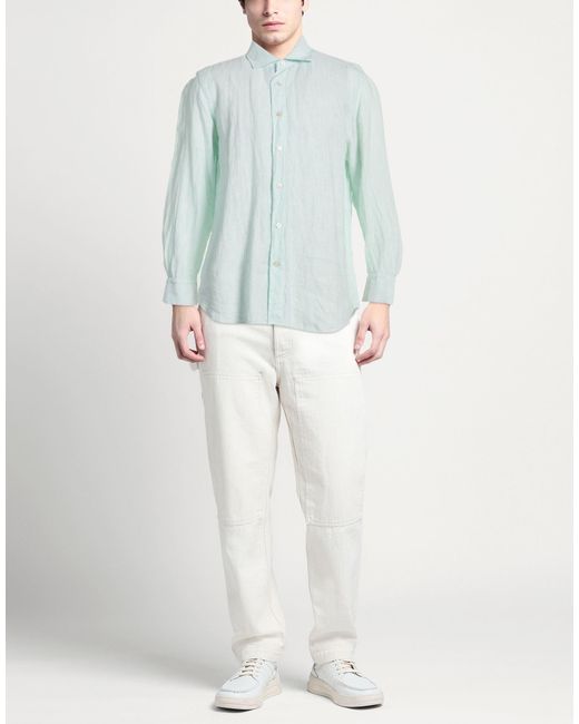 Finamore 1925 Blue Shirt Linen for men