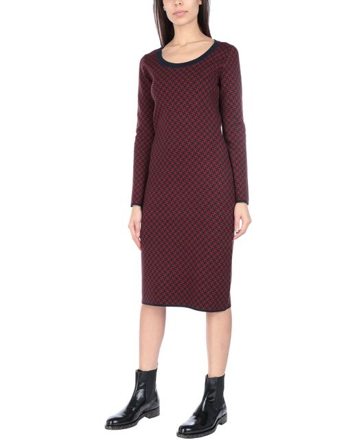 maroon knee length dresses