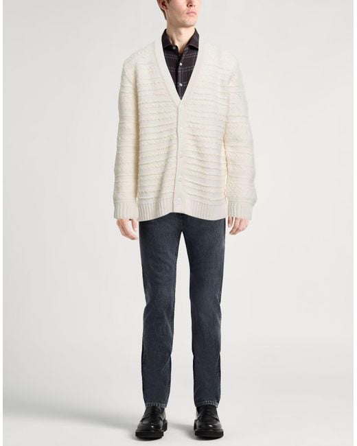 Daniele Fiesoli White Cardigan Merino Wool, Polyamide, Cashmere for men