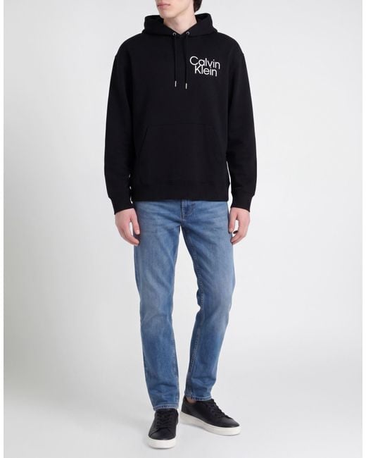Calvin Klein Black Sweatshirt Cotton, Recycled Polyester for men