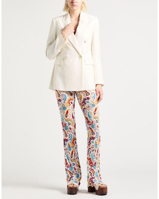 Eleventy White Cream Blazer Viscose, Wool, Linen