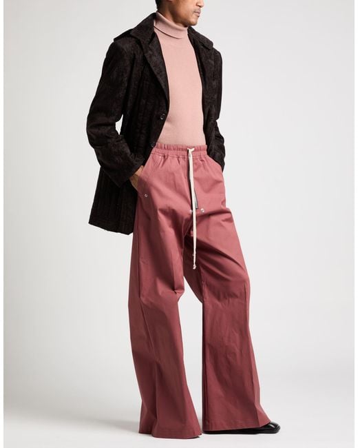 Rick Owens Red Pants Cotton, Elastane for men