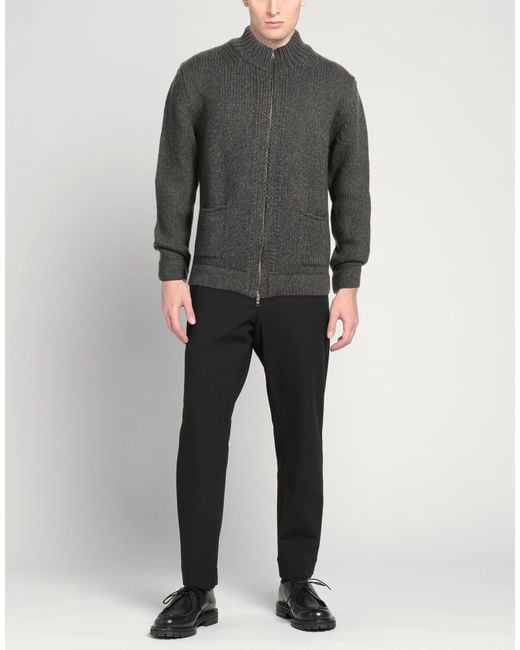 Fabrizio Del Carlo Gray Cardigan Merino Wool, Polyamide for men
