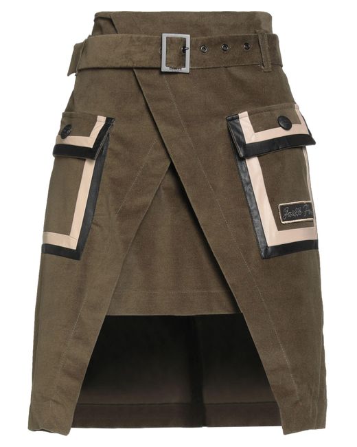 Gaelle Paris Gray Military Mini Skirt Cotton, Elastane, Polyurethane, Viscose