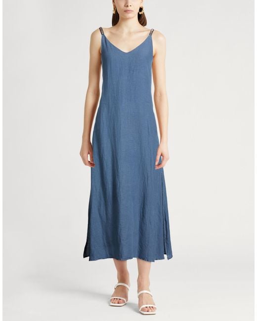 120% Lino Blue Maxi Dresses