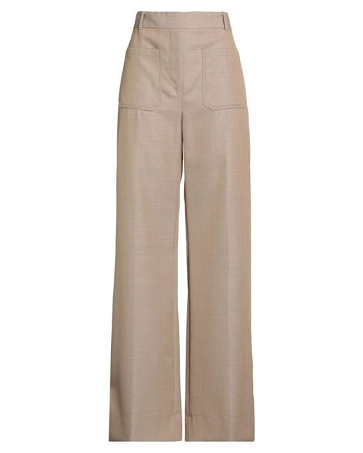 Victoria Beckham Natural Camel Pants Virgin Wool